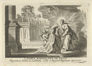 Maria ger en liljekvist till den heliga Maria Magdalena de Pazzi av Cornelis Galle (I)