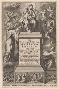 Tronande Maria med barn Titelsida för: B. de los Rios, De hierarchia Mariana libri sex, Antwerpen: 1641