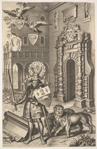 Allegoriskt porträtt av greve Tassis illustration från Jean Jacques Chifflet, Les marques ..., 1645.