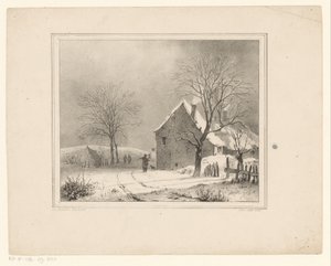 Hus i snöigt landskap