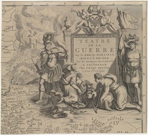 Karta över Solms-regionen mellan Marburg och Frankfurt am Main i Tyskland (uppe till höger till vänster) Téâtre de la Guerre sur le Rhein, Moessele, Mayn & le Necker (titel på objekt) av Cornelis Huyberts