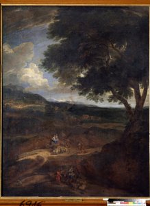 "Jacobs återkomst till Kanaans land med sina fruar och barn" (Jacobs återkomst) Målning av Constantinus Cornelis Huysmans (1648-1727) Statens konstmuseum, Tula, Ryssland