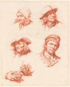 Ett studieblad med huvuden av Cornelis Kruseman