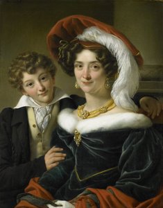 Rudolphina Wilhelmina Elizabeth de Sturler (1798-1873), andra hustru till greve Johannes van den Bosch, med deras son Richard Leeuwenhart, 1829