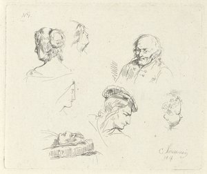 Studieblad med olika rubriker av Cornelis Kruseman