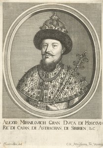 Porträtt av tsaren Alexis I Mikhailovich av Ryssland 1629-1676, 1670 av Cornelis Meyssens