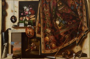 Trompe loeil. Ett skåp i konstnärsstudion, 1671