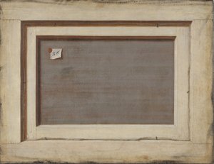Trompe loeil. Baksidan av en inramad målning, 1668-1672