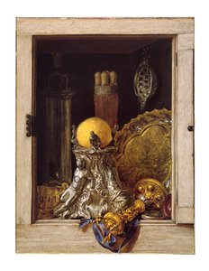 Silver i öppet skåp (olja på duk) av Cornelis Norbertus Gysbrechts