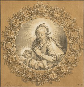 Maria med Kristusbarn Jungfru Maria och Jesusbarnet av Cornelis Ploos van Amstel (signed by artist)