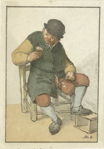 Sittande bonde med kanna av Cornelis Ploos van Amstel (signed by artist)
