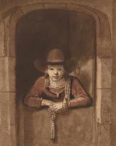 Boy Leaning Over a Lower Door, 1763, publicerad 1765. av Cornelis Ploos van Amstel