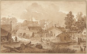 Byutsikt med damm av Cornelis Ploos van Amstel