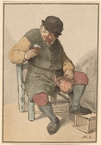 Sittande bonde med kanna, ca. 1763.