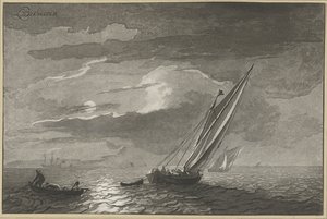 Havslandskap med fullmåne av Cornelis Ploos van Amstel