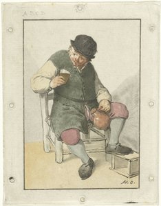 Sittande bonde med kanna av Cornelis Ploos van Amstel