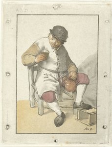 Sittande bonde med kanna av Cornelis Ploos van Amstel