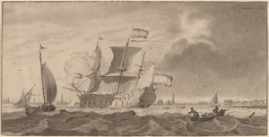 Krigsfartyg i Y av Cornelis Ploos van Amstel and Bernhard Schreuder, after Ludolf Backhuysen