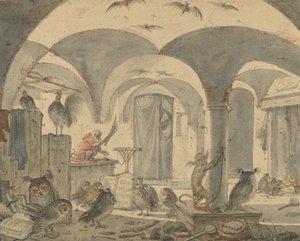 En förtrollad källare med djur av Cornelis Saftleven