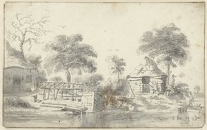 Gård med lada vid vattnet av Cornelis Saftleven