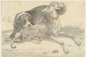 Vinthund och en rapphönshund av Cornelis Saftleven