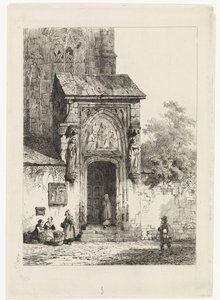Vy över en kyrkportal av Cornelis Springer
