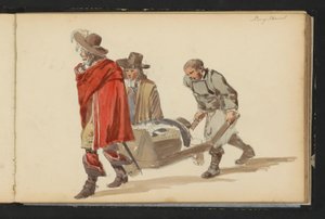 Grupp av figurer i klädsel från 1600-talet av Cornelis Springer