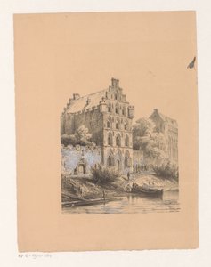 Hus längs vattnet Adelshus av Cornelis Springer
