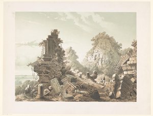 Ruin av Tjandi Lora Djongrang Ruinerna av Tjandi-Lora Djongrang. Residence Jocjakkerta (titel på objekt) av Cornelis Springer