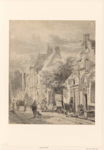 Gatuvy i Harderwijk av Cornelis Springer