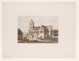 1100-talskyrkan Kyrkobyggnad 1100-talet (titel på objekt) av Cornelis Springer
