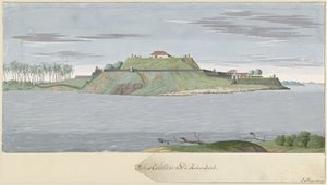 Fort Caliture i Ceylon, sett från floden Fortres Caliture från Revier-sidan (titel på objekt)