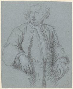 Porträtt av en okänd man med lång rock, tre fjärdedelar till vänster av Cornelis Troost (attributed to)