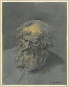Huvudet för en gammal skäggig man (en apostel eller filosof) av Cornelis Troost