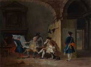 Vaktstuga med officerare av Cornelis Troost