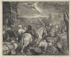 Abraham lämnar Haran av Cornelis Visscher (II)