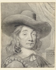 Självporträtt med hatt av Cornelis Visscher (II)