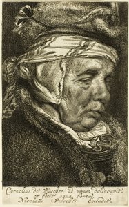 Huvud av en gammal kvinna (s.k. porträtt av Visschers mor) av Cornelis Visscher