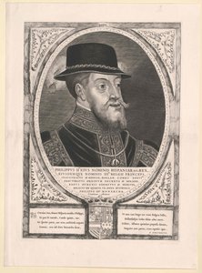 Kung av Spanien Filip II (tryck) av Cornelis Visscher