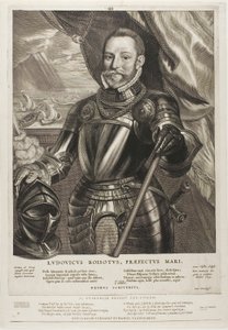 Lodewijk Boisot, amiral av Zeeland, skylt 4 från Quatuor Personae av Cornelis Visscher