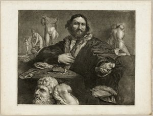 Porträtt av Andrea Odoni, från Cabinet Reynst; Cabinet Reynst: Gravyrer av olika bilder målade av kända konstnärer av Cornelis Visscher