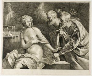 Susanna och de äldre, från kabinettet Reynst av Cornelis Visscher