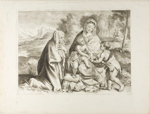 Den heliga familjen med Johannes döparen och Elisabet, från kabinett Reynst av Cornelis Visscher