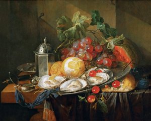 Frukoststilleben - Frukoststilleben, av Heem, Cornelis, de (1631-1695). olja på trä