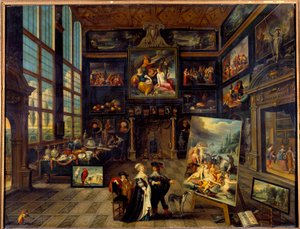 Interiörvy av ett galleri med målningar och konstverk Målning av Cornelis de Baellieur (1607-1671) 1637 Sön. 0,99x1,23 m