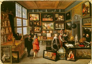 Amatörpraktiken kallas Gallery of Art Objects. De kallades också kuriositeternas kontor. Målning av Cornelis de Baellieur (1607-1671). 1637. Dim 0,51 x 0,74 m. Dijon, Museum of Fine Arts