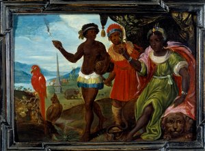 De fyra delarna av världen: Afrika. Målning av Cornelis De Baellieur (1607-1671), flamländsk skola