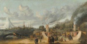 Valoljeraffinaderiet nära byn Smerenburg En valoljefabrik från Nordiska eller Grönlandskompaniet på Amsterdamön vid norra änden av Spetsbergen (Svalbard)
