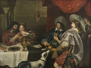 Kortspelet - Kortspelet, av Vos, Cornelis de (1584-1651). Olja på duk. Mått: 171x228cm. Nationalmuseum Stockholm av Cornelis de Vos