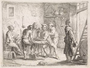 Kvinna lämnar ett värdshus av Cornelis de Wael